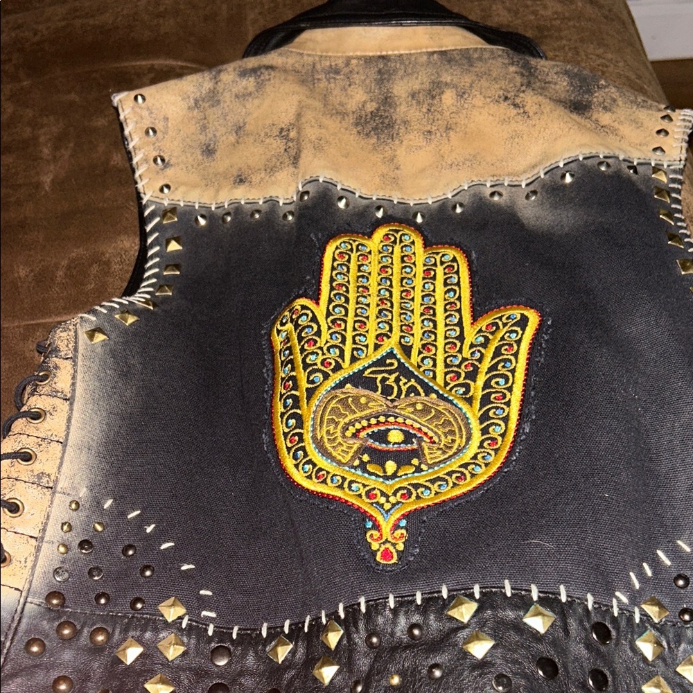 Topshop Black and Tan Studded Vest